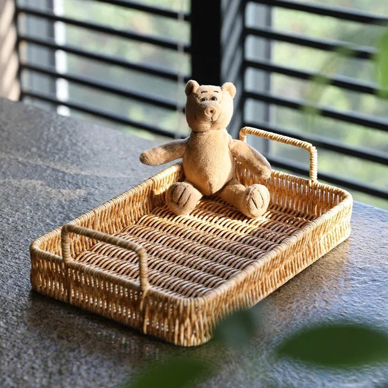 Rattan-Style Serving Tray with Handles – view 3