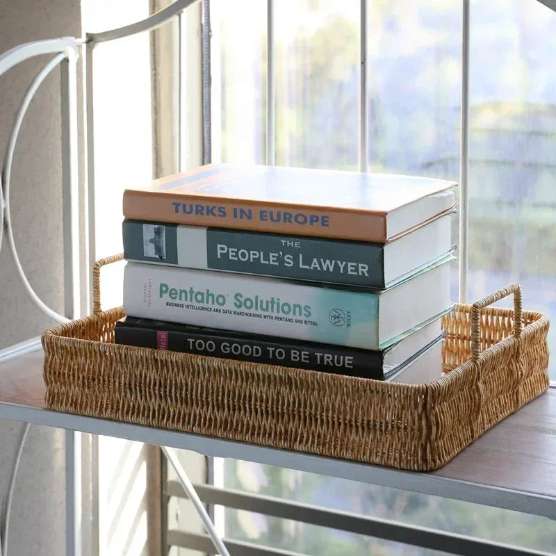 Rattan-Style Serving Tray with Handles – view 5