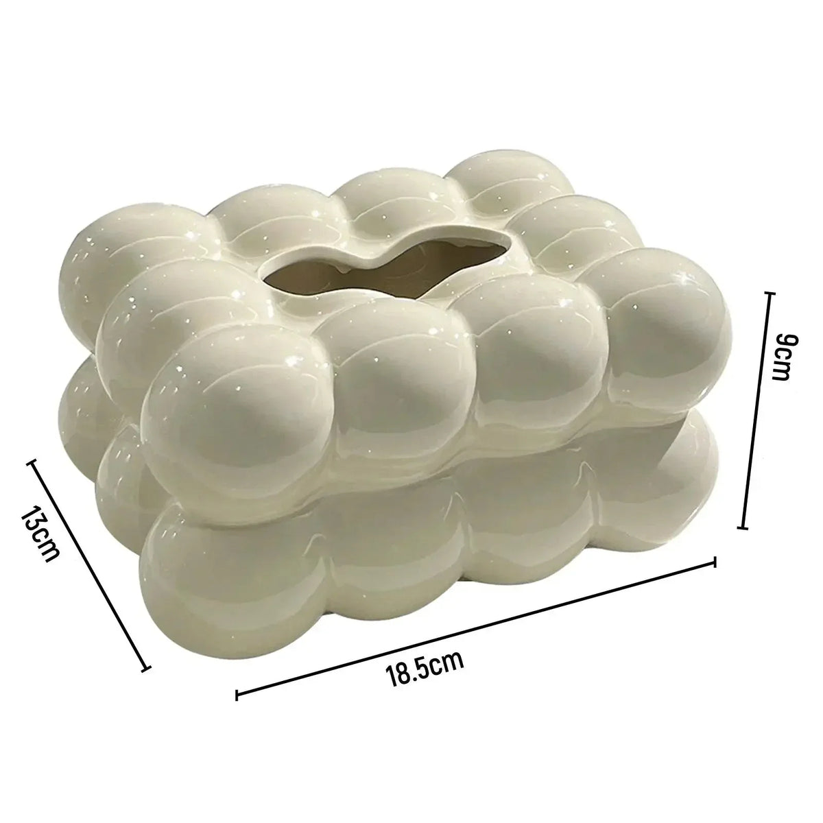 Rectangular Ceramic Tissue Box Cover – White or Silver – view 5