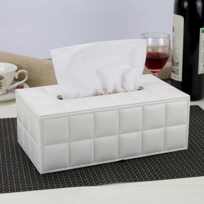 Rectangular Faux-Leather Tissue Box Cover – White or Black – view 2