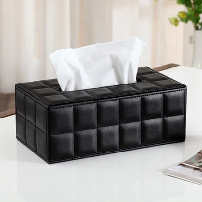 Rectangular Faux-Leather Tissue Box Cover – White or Black – view 4