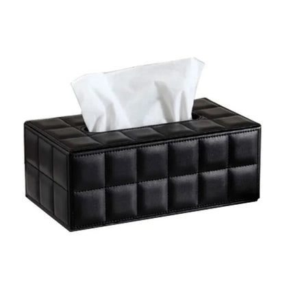 Rectangular Faux-Leather Tissue Box Cover – White or Black – view 5