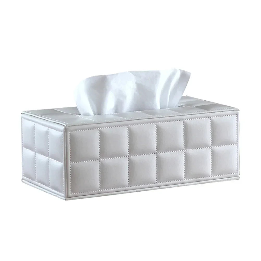 Rectangular Faux-Leather Tissue Box Cover – White or Black – view 6