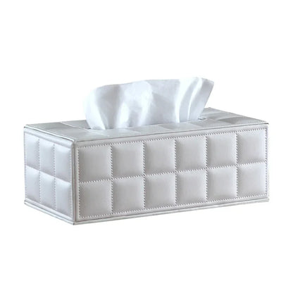 Rectangular Faux-Leather Tissue Box Cover – White or Black – view 6