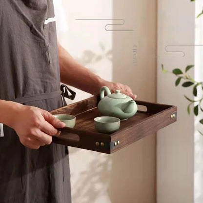 Rectangular Wood Serving Tray with Handles – view 4