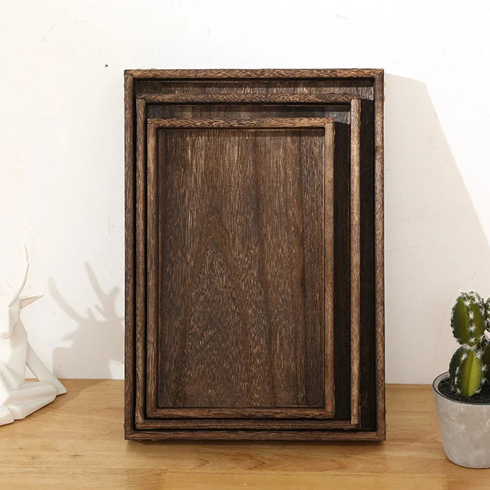 Rectangular Wood Serving Tray with Handles – view 5