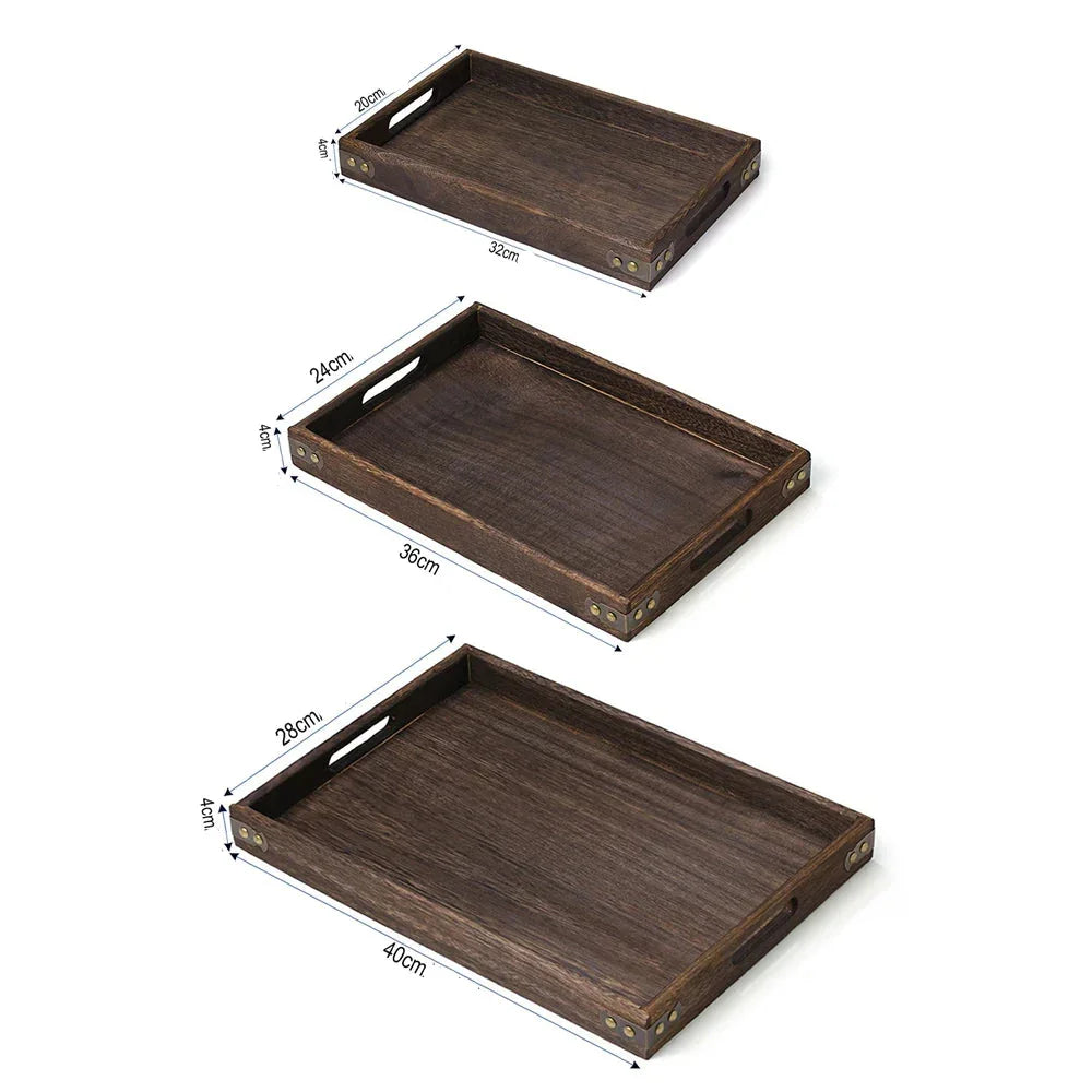 Rectangular Wood Serving Tray with Handles – view 6