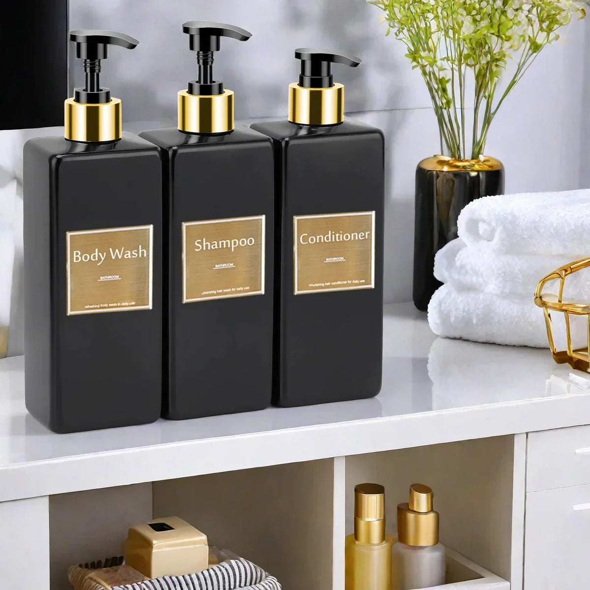 Refillable Soap & Shampoo Dispenser Set