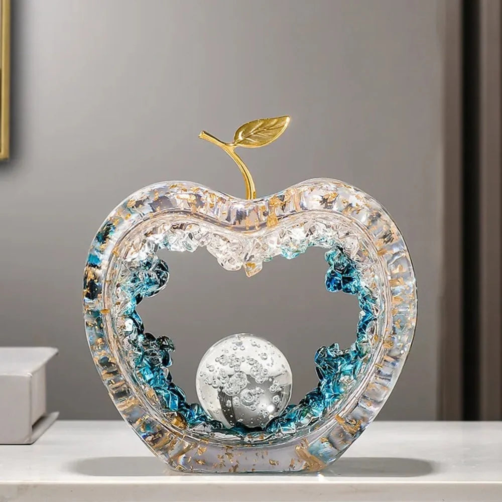 17.5cm Resin Apple Sculpture – Gold or Silver – view 2