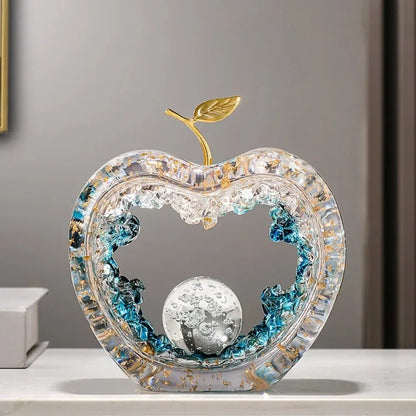 17.5cm Resin Apple Sculpture – Gold or Silver – view 2