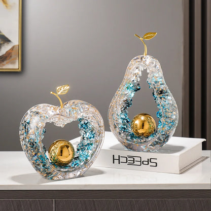 17.5cm Resin Apple Sculpture – Gold or Silver – view 3