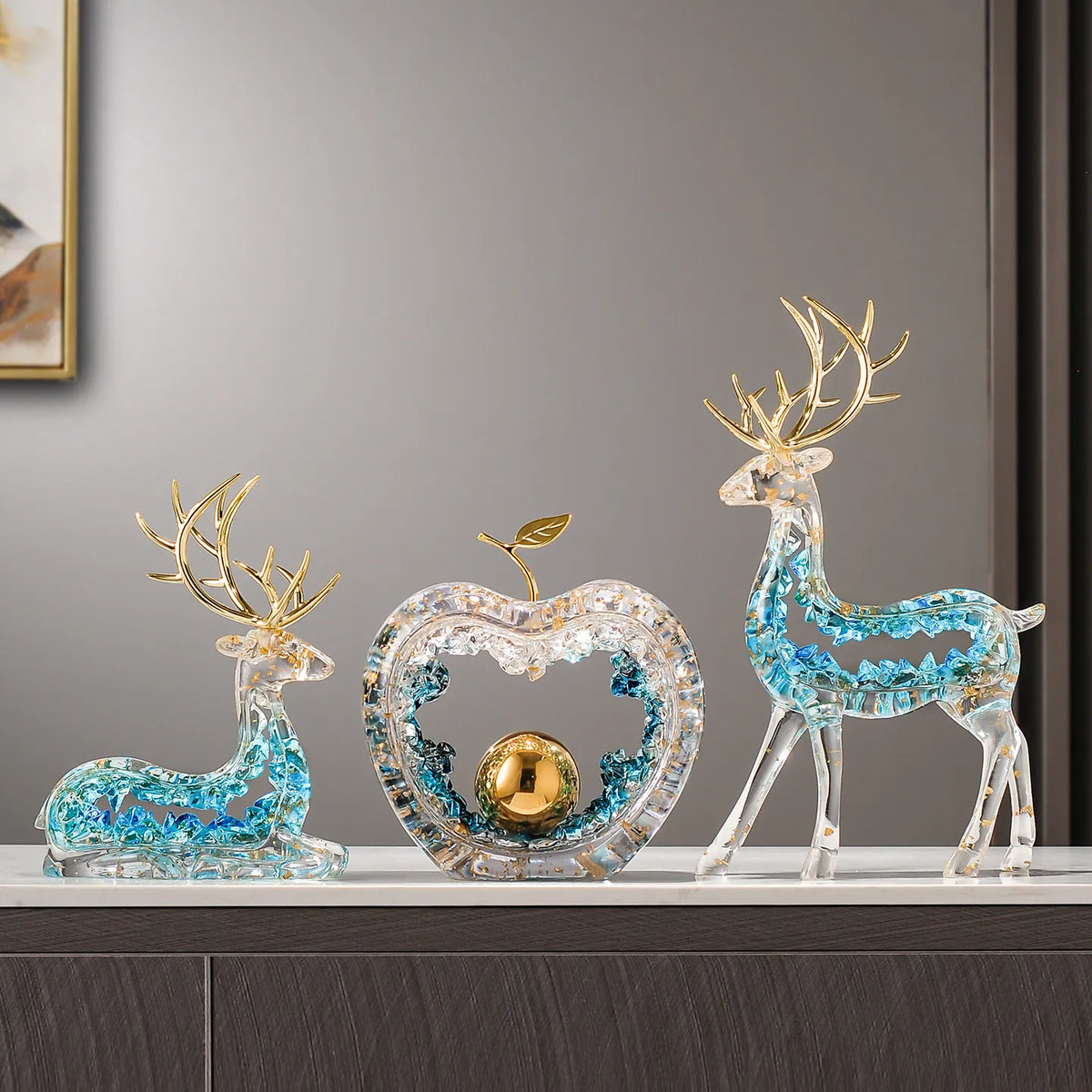 17.5cm Resin Apple Sculpture – Gold or Silver – view 4