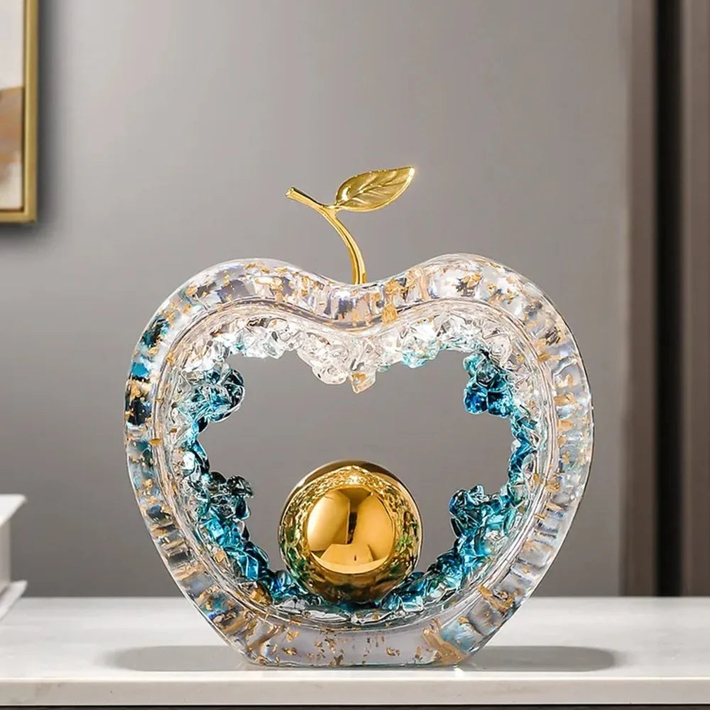 17.5cm Resin Apple Sculpture – Gold or Silver – view 8