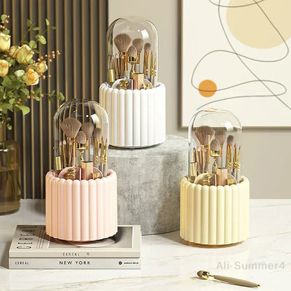 360° Rotating Makeup Brush Organiser with Cover