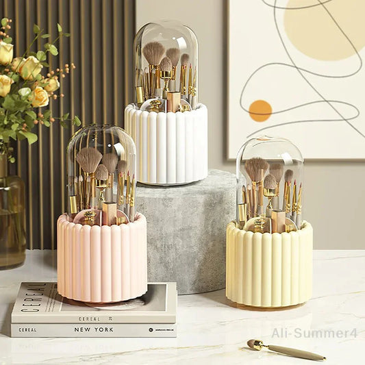 360° Rotating Makeup Brush Organiser with Cover