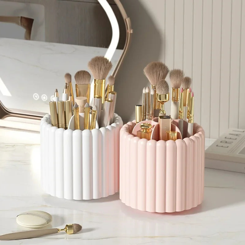 360° Rotating Makeup Brush Organiser with Cover – view 2