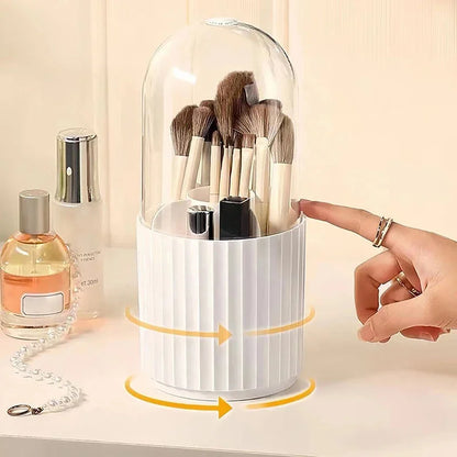 360° Rotating Makeup Brush Organiser with Cover – view 3