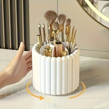 360° Rotating Makeup Brush Organiser with Cover – view 4