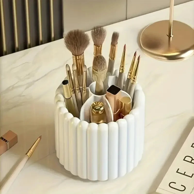 360° Rotating Makeup Brush Organiser with Cover – view 6