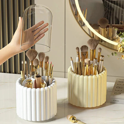 360° Rotating Makeup Brush Organiser with Cover – view 7