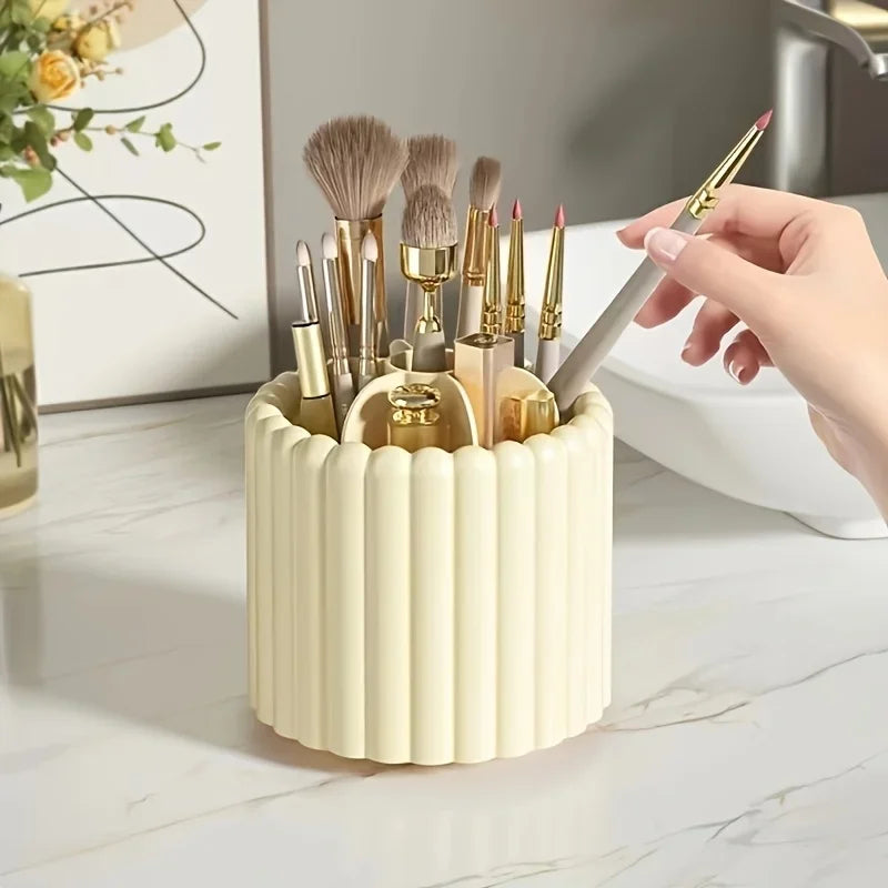 360° Rotating Makeup Brush Organiser with Cover – view 9