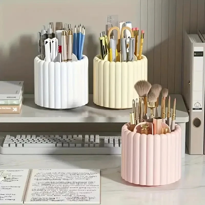 360° Rotating Makeup Brush Organiser with Cover – view 12