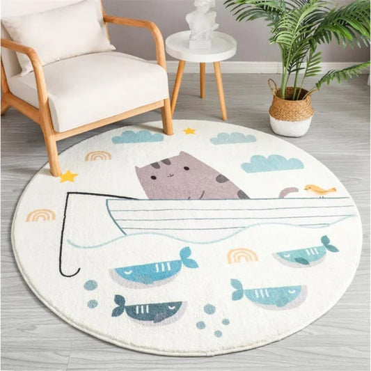 Round Cat Non-Slip Kids Rug