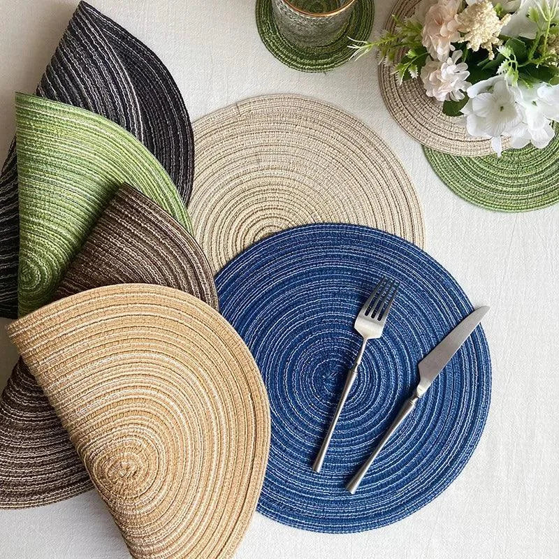 Round Cotton & Ramie Table Mat Set – 6 Pieces