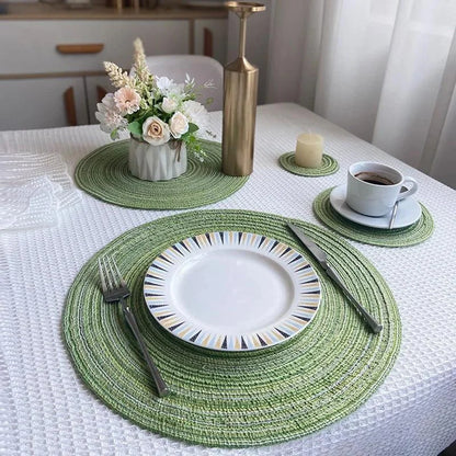Round Cotton & Ramie Table Mat Set – 6 Pieces – view 2