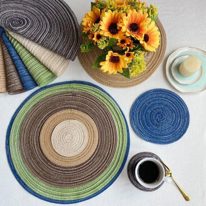 Round Cotton & Ramie Table Mat Set – 6 Pieces – view 3