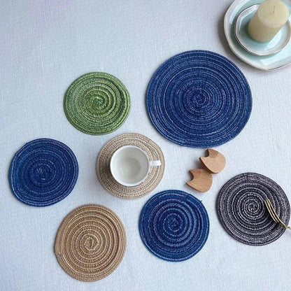 Round Cotton & Ramie Table Mat Set – 6 Pieces – view 4