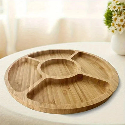 Round Divided Bamboo Serving Tray – view 2