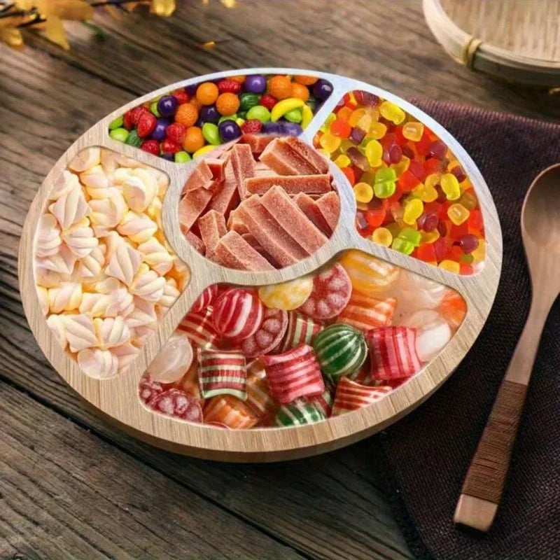 Round Divided Bamboo Serving Tray – view 3