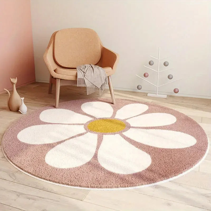 Round Floral Non-Slip Kids Rug – view 2