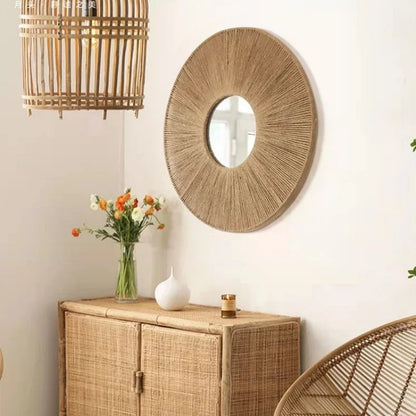 Round Jute Rope Wall Mirror Set – view 2
