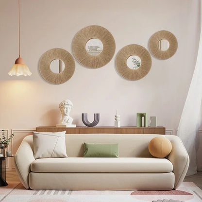 Round Jute Rope Wall Mirror Set – view 3