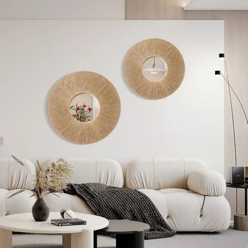 Round Jute Rope Wall Mirror Set – view 4