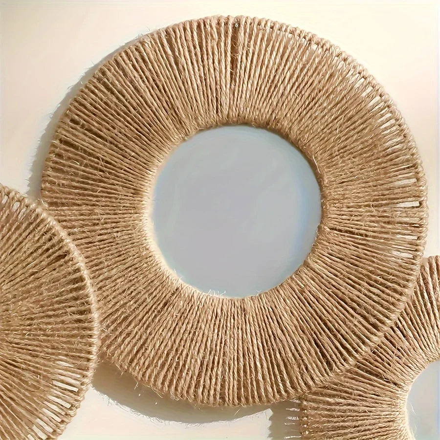 Round Jute Rope Wall Mirror Set – view 5