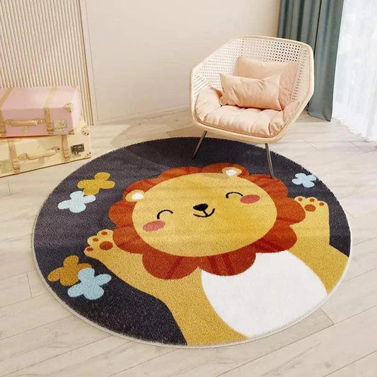 Round Lion Kids Rug – High-Density Polypropylene