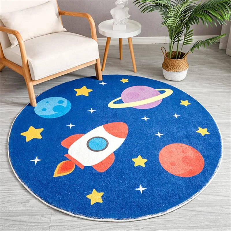 Round Planets Non-Slip Kids Rug