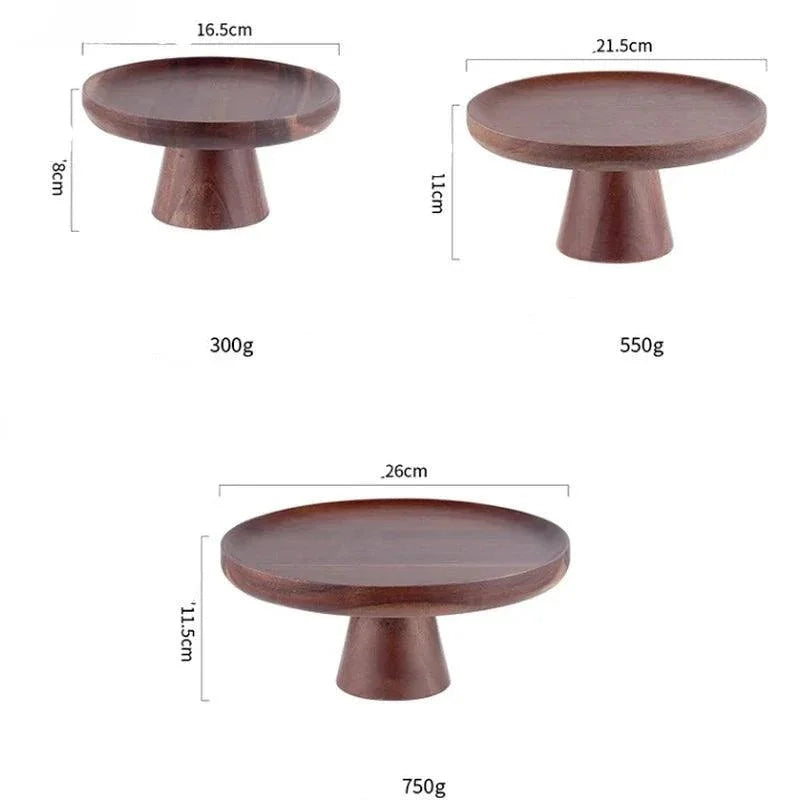 Round Walnut Wood Serving Tray – Vintage Style – view 6