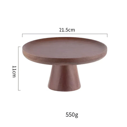 Round Walnut Wood Serving Tray – Vintage Style – view 7