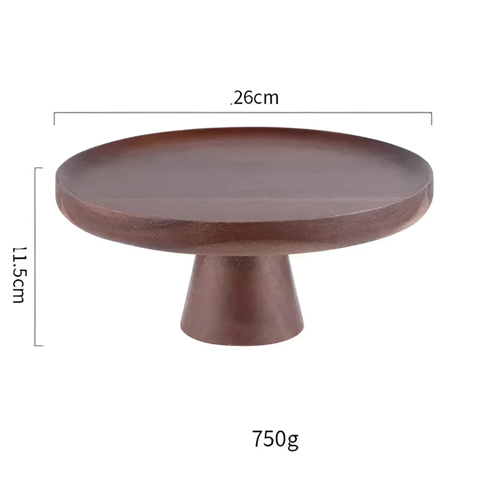 Round Walnut Wood Serving Tray – Vintage Style – view 8