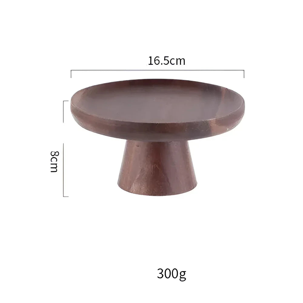 Round Walnut Wood Serving Tray – Vintage Style – view 9