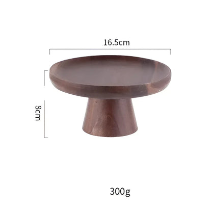 Round Walnut Wood Serving Tray – Vintage Style – view 9