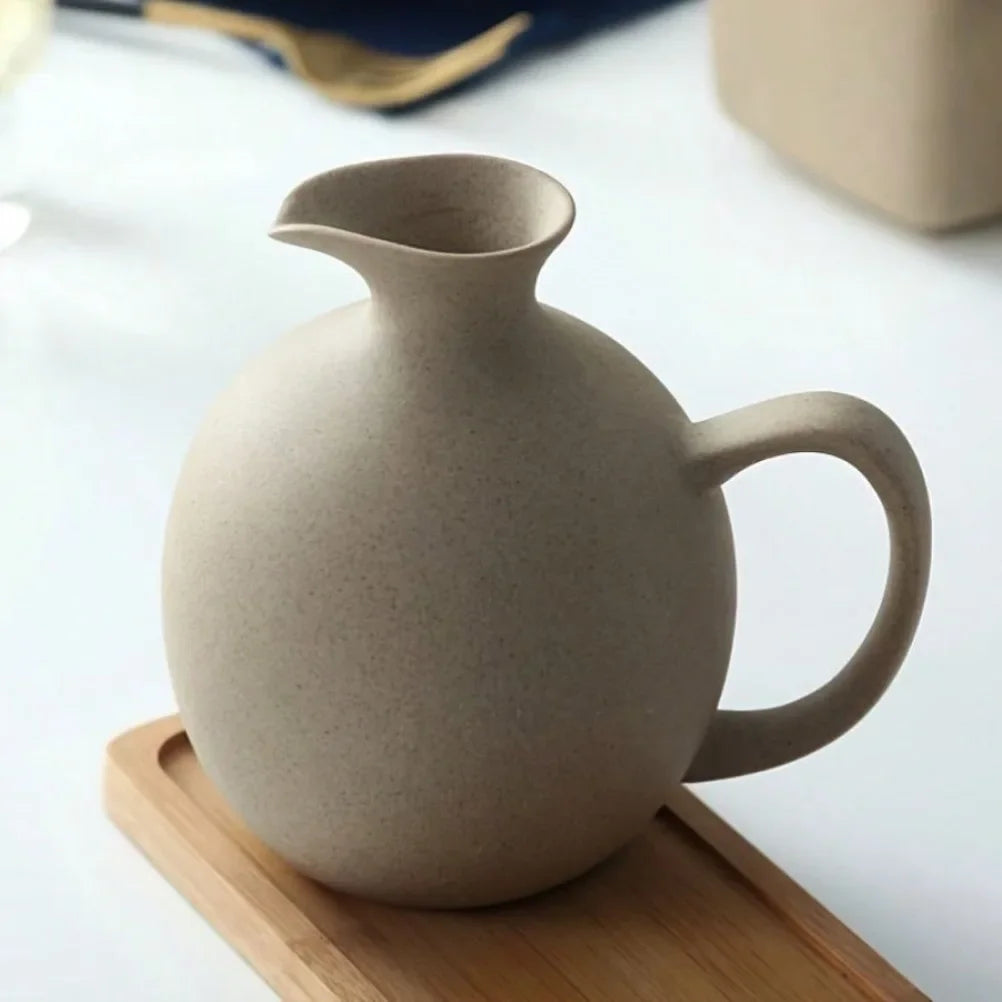 Rustic Ceramic Oil Bottle with Lid – view 4
