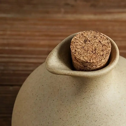 Rustic Ceramic Oil Bottle with Lid – view 6