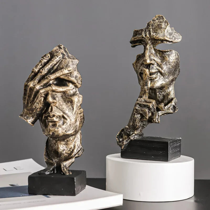See No Evil Vintage Resin Face Sculpture – view 2