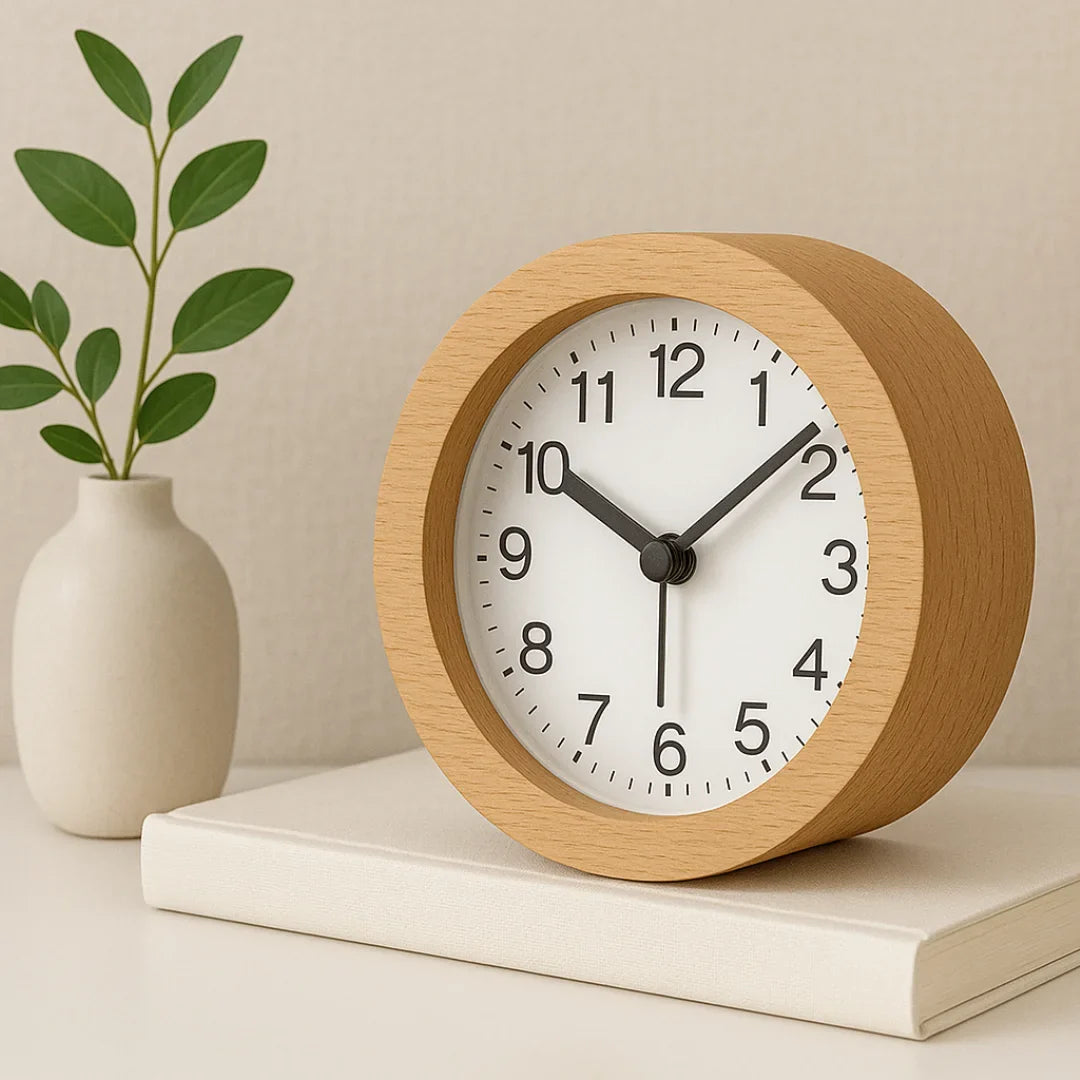 Silent Natural Wood Table Alarm Clock