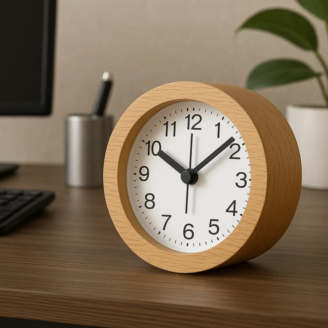 Silent Natural Wood Table Alarm Clock – view 2